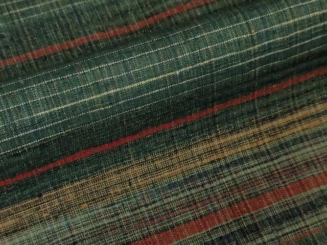 平和屋本店■極上 郡上紬 草木染 横段文 逸品 DZAA2986kh5 - 平和屋