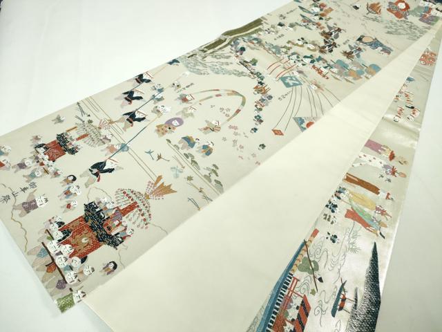 平和屋本店■極上 中国人間国宝 将雪英 両方向 全通柄袋帯 千色総通し 刺繍袋帯 日本のまつり 共箱・保証書付き 逸品 未使用 DZAA2993kh5 - 平和屋