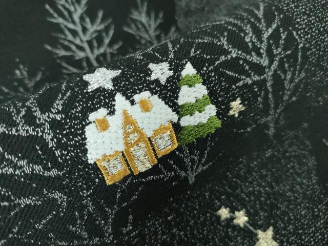 平和屋本店■極上 西陣 佐々木染織謹製 九寸名古屋帯 クリスマス サンタクロース トナカイ 黒地 金銀糸 証紙付き 逸品 新品 DZAA3033kh5 - 平和屋
