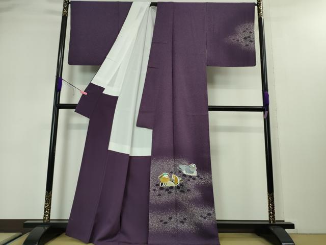 平和屋本店■極上 人間国宝・羽田登喜男 訪問着 鴛鴦 たたき染め 金銀彩 逸品 DZAA3059kh5 - 平和屋