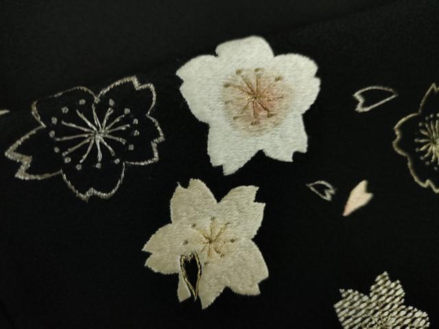 平和屋本店■極上 山口美術織物 皇室 伊勢神宮御用 西陣織 訪問着 総刺繍 舞桜 黒地 金糸 逸品 DZAA3060kh5 - 平和屋
