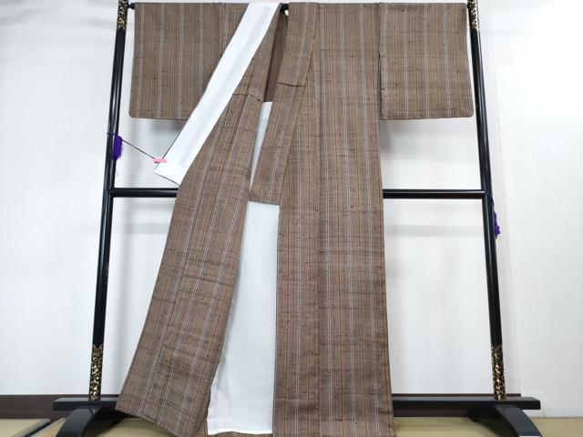平和屋本店■希少 伊兵衛織 単衣 縞 逸品 未使用 DZAA3061kh5 - 平和屋