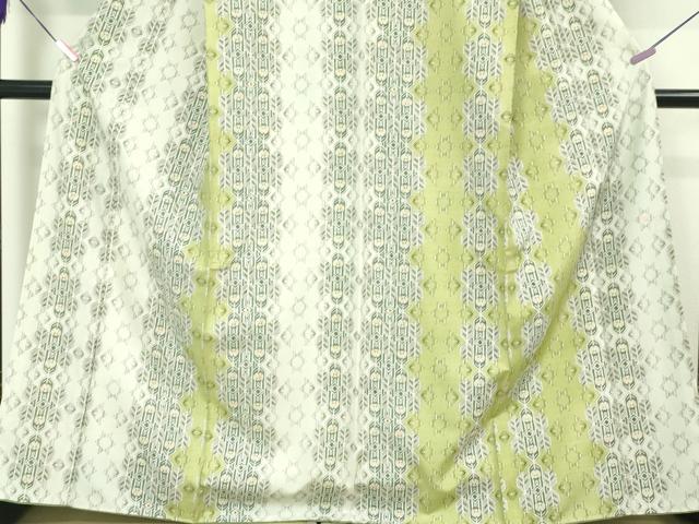 平和屋本店■超希少 人間国宝 鈴田滋人 木版摺更紗 訪問着 紬地 吉祥間道 逸品 未使用 DZAA3072kh5 - 平和屋