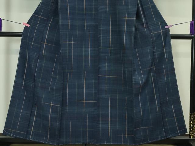 平和屋本店●極上 郡上紬 草木染 佐藤スミ子・作 格子 証紙付き 逸品 DZAA3075kh5