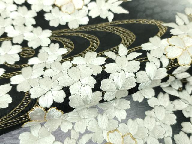 平和屋本店■極上 訪問着 駒刺繍 総刺繍 枝桜 暈し染め 金糸 逸品 DZAA3081kh5 - 平和屋