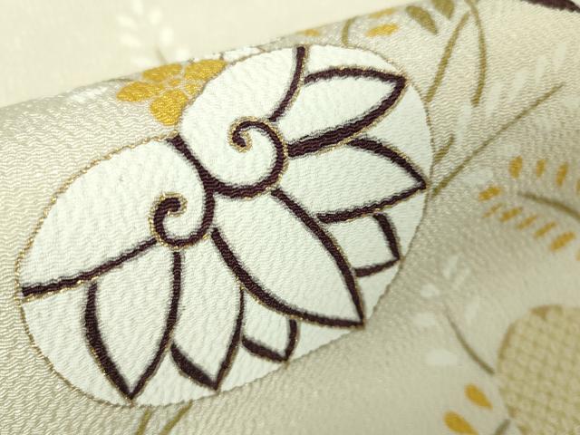 平和屋本店■極上 工芸キモノ野口 九寸名古屋帯 葵 金彩 象牙色地 鬼しぼ縮緬 逸品 未使用 DZAA3116kh5 - 平和屋