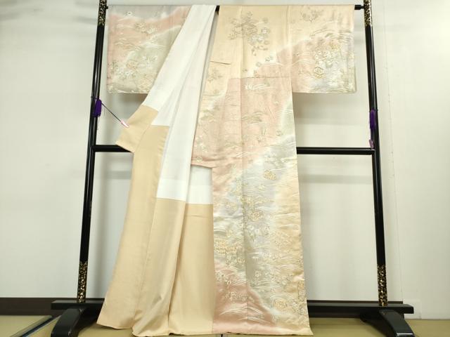 平和屋本店■極上 訪問着 駒刺繍 総刺繍 貝桶吉祥花文 暈し染め 金糸 逸品 未使用 DZAA3155kh5 - 平和屋