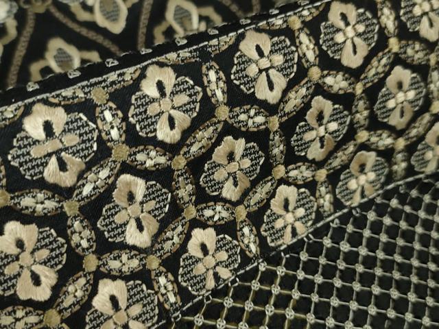 平和屋本店■極上 本場縞大島紬 総刺繍 名物裂横段文 堀之内織物謹製 証紙付き 逸品 DZAA3175kh5 - 平和屋