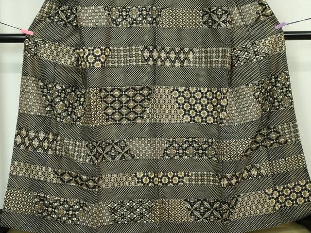 平和屋本店■極上 本場縞大島紬 総刺繍 名物裂横段文 堀之内織物謹製 証紙付き 逸品 DZAA3175kh5 - 平和屋