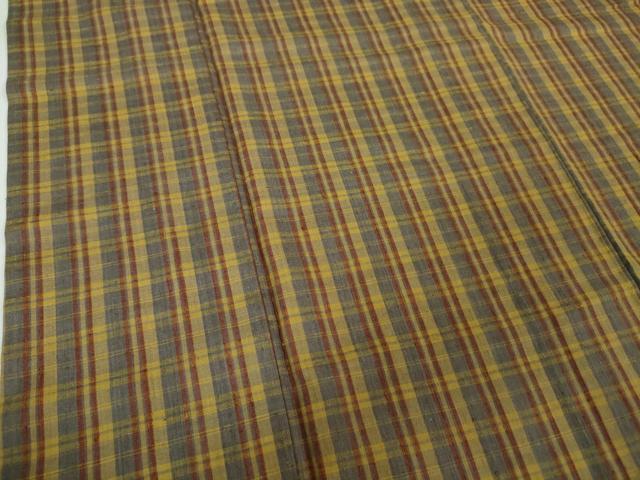 平和屋本店■極上 本場結城紬 重要無形文化財 格子 証紙付き 逸品 DZAA3190kh5 - 平和屋