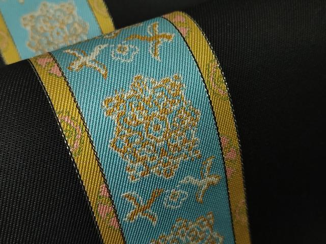 平和屋本店■極上 龍村美術織物 たつむら 全通柄袋帯 花鳥長斑錦 黒地 金糸 逸品 未使用 DZAA3236kh5 - 平和屋