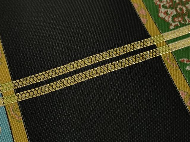 平和屋本店■極上 龍村美術織物 たつむら 全通柄袋帯 花鳥長斑錦 黒地 金糸 逸品 未使用 DZAA3236kh5 - 平和屋