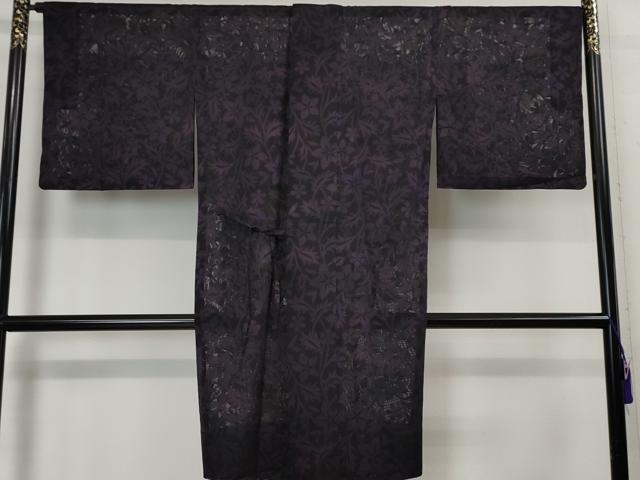 平和屋本店■極上 道中着 スリーシーズン 春夏秋 塵除け ロング丈 草花紋紗 暈し染め 逸品 DZAA3269kh5 - 平和屋