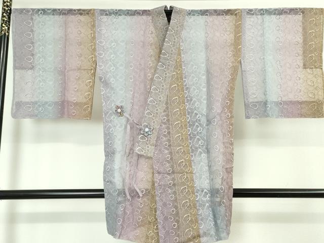 平和屋本店■極上 オーガンジー 道中着 スリーシーズン 春夏秋 塵除け ロング丈 輪重ね 暈し染め 逸品 未使用 DZAA3273kh5 - 平和屋