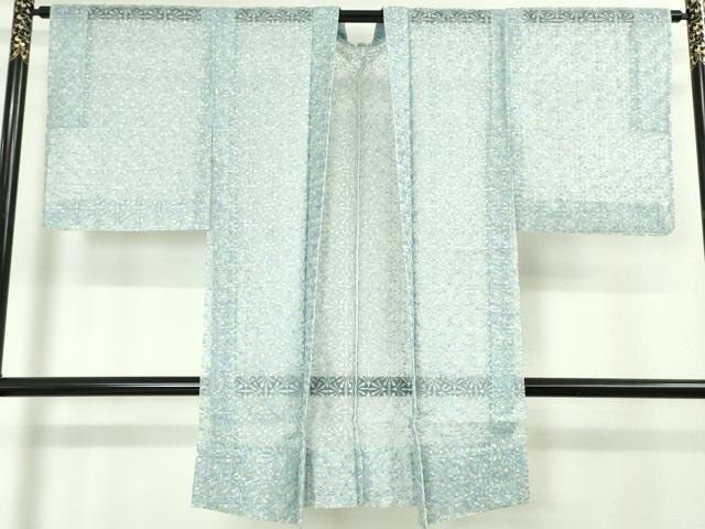 平和屋本店■極上 シルクオーガンジー 長羽織 スリーシーズン 春夏秋 塵除け 先染刺繍 縫取り 花繋ぎ 証紙付き 逸品 DZAA3275kh5 - 平和屋
