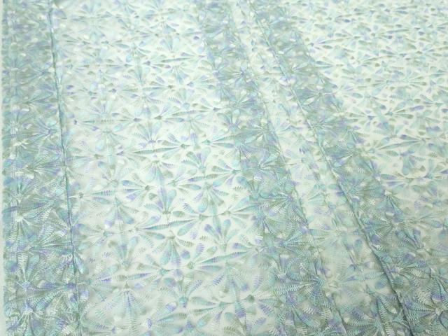 平和屋本店■極上 シルクオーガンジー 長羽織 スリーシーズン 春夏秋 塵除け 先染刺繍 縫取り 花繋ぎ 証紙付き 逸品 DZAA3275kh5 - 平和屋