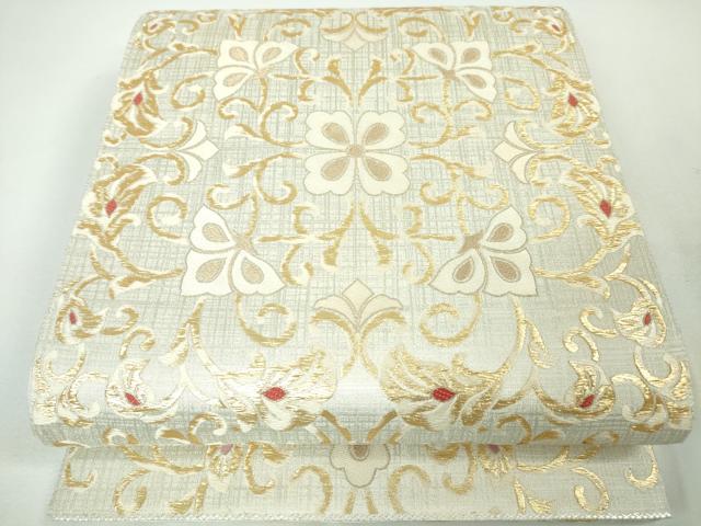 平和屋本店■極上 西陣 織楽浅野 六通柄袋帯 花唐草文 金糸 逸品 DZAA3307kh5