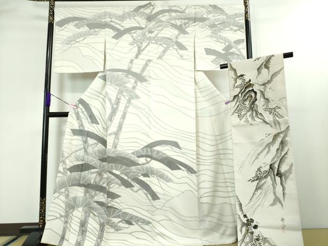 平和屋本店■極上 京友禅作家 山科春宣 訪問着・袋帯セット 老松 逸品 未使用 DZAA3347kh5