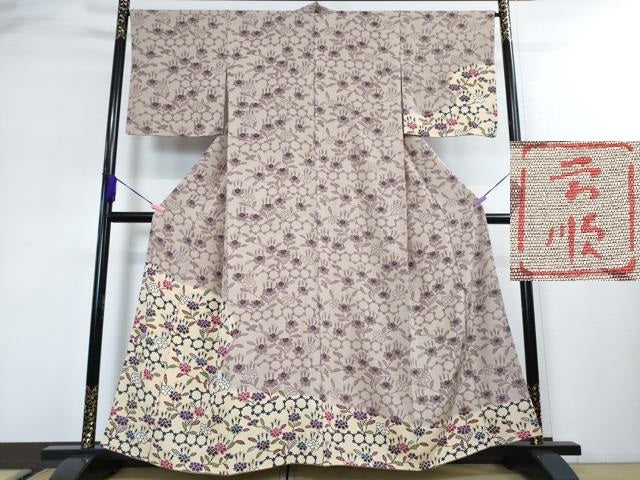 平和屋本店■最高級 城間栄順 本場琉球紅型 訪問着 花唐草文 暈し染め 逸品 DZAA3350kh5
