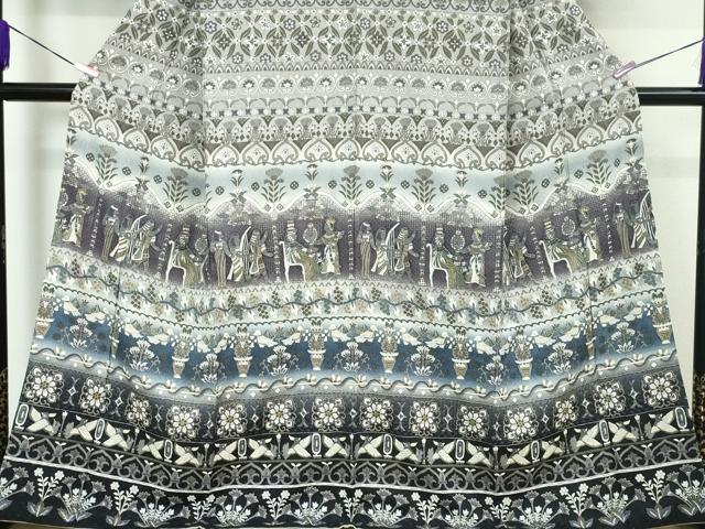 平和屋本店■極上 中国三大刺繍 スワトウ刺繍 汕頭刺繍 総刺繍 訪問着 古代人物壁画文様 暈し染め 金糸 金通し地 逸品 DZAA3356kh5