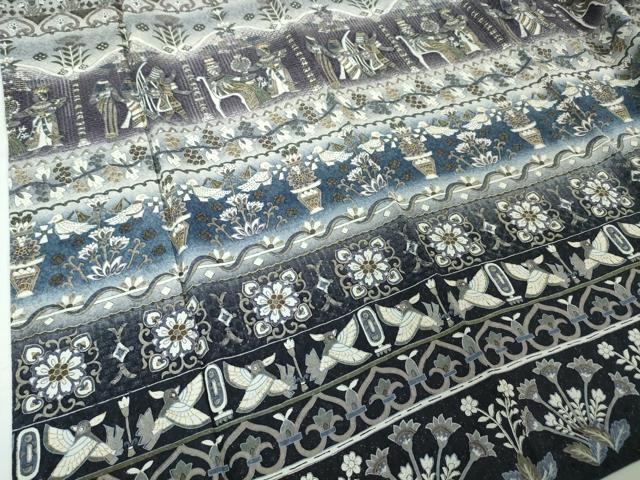 平和屋本店■極上 中国三大刺繍 スワトウ刺繍 汕頭刺繍 総刺繍 訪問着 古代人物壁画文様 暈し染め 金糸 金通し地 逸品 DZAA3356kh5