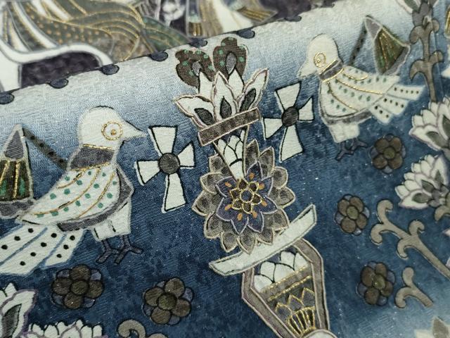平和屋本店■極上 中国三大刺繍 スワトウ刺繍 汕頭刺繍 総刺繍 訪問着 古代人物壁画文様 暈し染め 金糸 金通し地 逸品 DZAA3356kh5