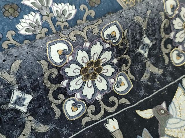 平和屋本店■極上 中国三大刺繍 スワトウ刺繍 汕頭刺繍 総刺繍 訪問着 古代人物壁画文様 暈し染め 金糸 金通し地 逸品 DZAA3356kh5