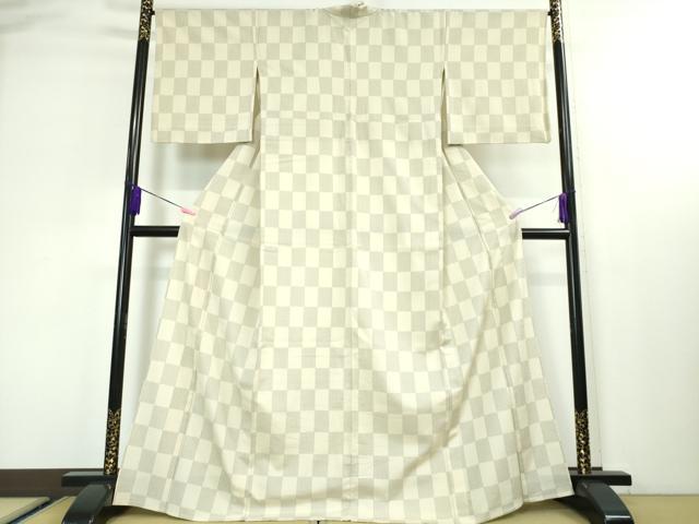 平和屋本店■極上 本塩沢 単衣 市松文様 逸品 DZAA3359kh5