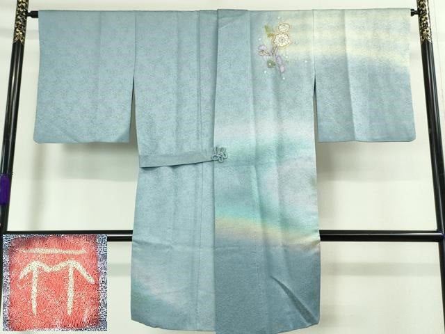 平和屋本店■極上 久保田一竹 幻の辻が花 道中着 ロング丈 絞り 暈し染め 銀通し地 逸品 DZAA3372kh5