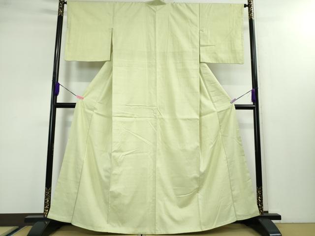 平和屋本店■極上 本場結城紬 重要無形文化財 色無地 ライムイエロー色 証紙付き 逸品 DZAA3387kh5