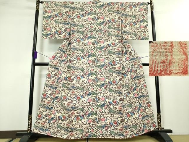 平和屋本店■最高級 城間栄順 本場琉球紅型 小紋 花鳥文 逸品 未使用 DZAA3408kh5 - 平和屋
