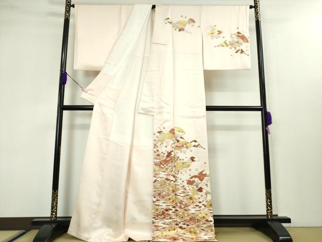 平和屋本店■極上 銀座きしや 訪問着 舞扇松川菱花文 金彩 たとう紙付き 逸品 DZAA3412kh5 - 平和屋