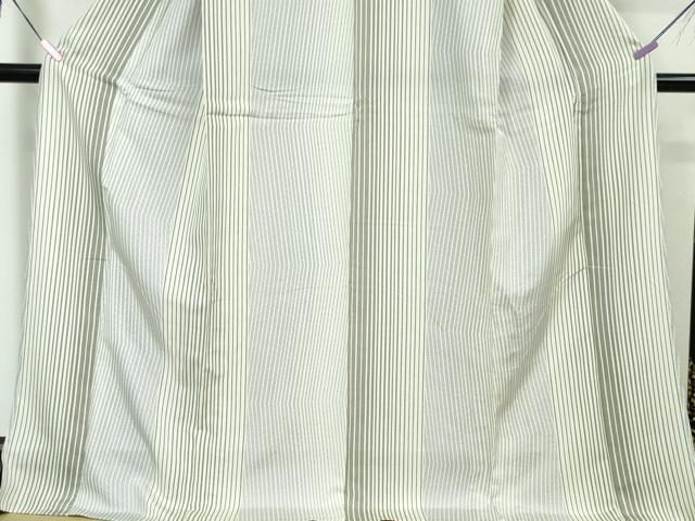 平和屋本店■極上 玉糸つむぎ 単衣 縞 証紙付き 逸品 未使用 DZAA3469kh5 - 平和屋