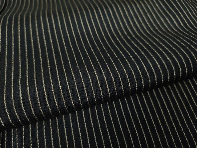 平和屋本店▽極上 本塩沢 単衣 縞 黒地 逸品 未使用 DZAA3477kh5