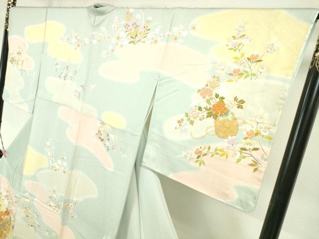 平和屋本店■極上 訪問着 駒刺繍 花籠 暈し染め 金彩 逸品 未使用 DZAA3481kh5