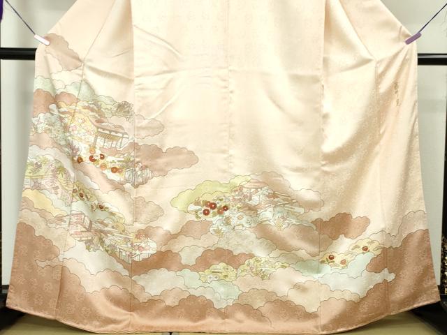 平和屋本店■極上 皇室献上作家 藤井寛 訪問着 駒刺繍 雲取り風景吉祥花文 金彩 逸品 未使用 DZAA3583kh5