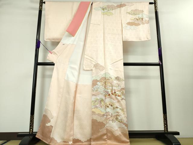 平和屋本店■極上 皇室献上作家 藤井寛 訪問着 駒刺繍 雲取り風景吉祥花文 金彩 逸品 未使用 DZAA3583kh5