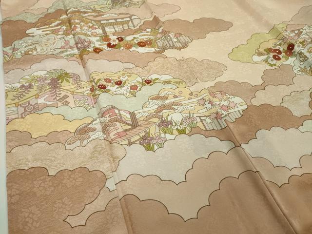平和屋本店■極上 皇室献上作家 藤井寛 訪問着 駒刺繍 雲取り風景吉祥花文 金彩 逸品 未使用 DZAA3583kh5