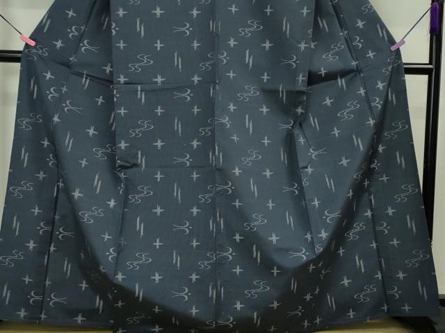 平和屋本店■極上 本場大島紬 薩摩結城 単衣 泥結城 紬工房 秀円 青藍色地 証紙付き 逸品 未使用 DZAA3587kh5