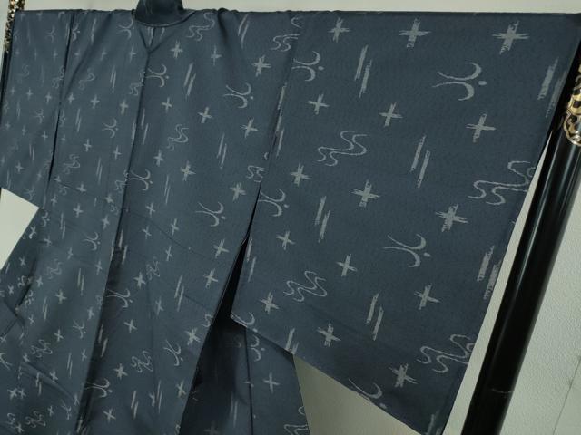 平和屋本店■極上 本場大島紬 薩摩結城 単衣 泥結城 紬工房 秀円 青藍色地 証紙付き 逸品 未使用 DZAA3587kh5