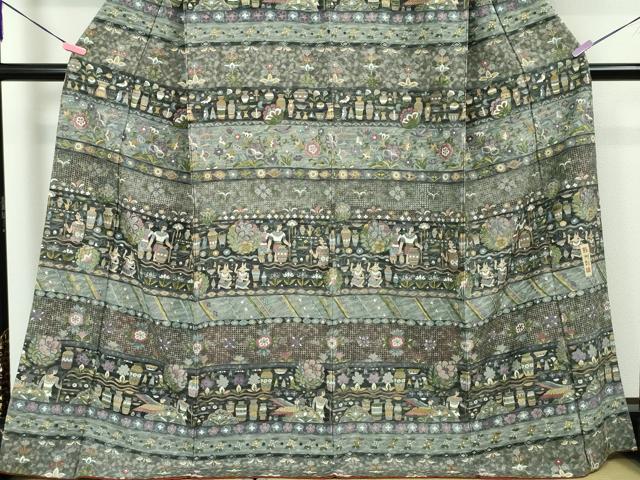 平和屋本店■極上 中国三大刺繍 スワトウ刺繍 汕頭刺繍 蘇州刺繍 総刺繍 訪問着 古代人物壁画文様 金糸 逸品 DZAA3602kh5