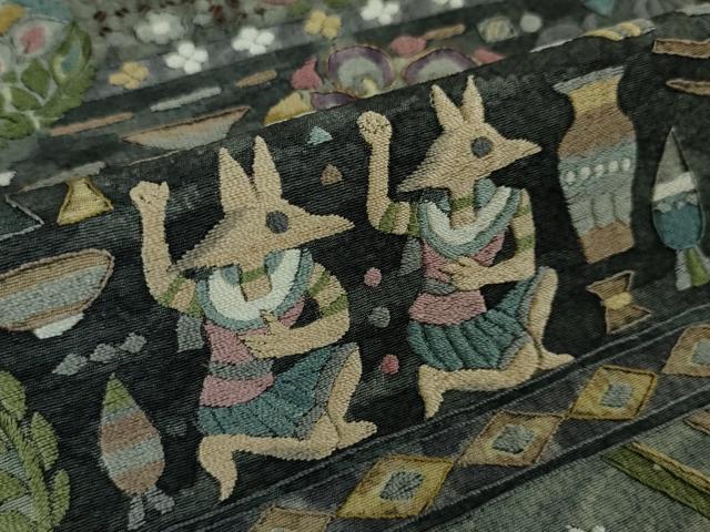 平和屋本店■極上 中国三大刺繍 スワトウ刺繍 汕頭刺繍 蘇州刺繍 総刺繍 訪問着 古代人物壁画文様 金糸 逸品 DZAA3602kh5
