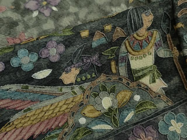 平和屋本店■極上 中国三大刺繍 スワトウ刺繍 汕頭刺繍 蘇州刺繍 総刺繍 訪問着 古代人物壁画文様 金糸 逸品 DZAA3602kh5