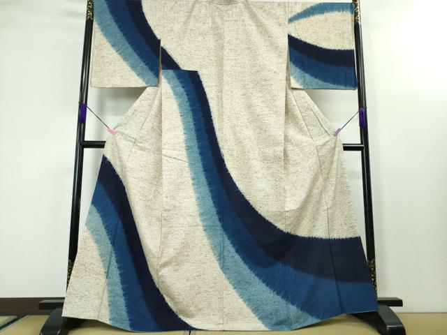 平和屋本店■極上 ぜんまい紬 訪問着 正藍染 反端付き 逸品 DZAA3612kh5