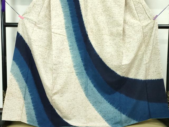 平和屋本店■極上 ぜんまい紬 訪問着 正藍染 反端付き 逸品 DZAA3612kh5