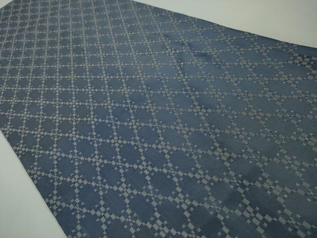 平和屋本店■超希少 日本工芸会正会員 秋山眞和 綾の手紬 手織 本藍染 両面 全通柄袋帯 花織 正藍染 逸品 未使用 DZAA4169kh5