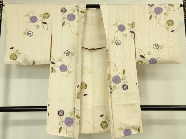 平和屋本店■極上 羽織 菊唐草文 鳥の子色地 金彩 羽織紐付き 逸品 DZAA3621kh5
