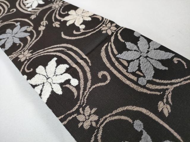 平和屋本店■極上 両面 半幅帯 モール 花唐草文 逸品 未使用 DZAA3676kh5
