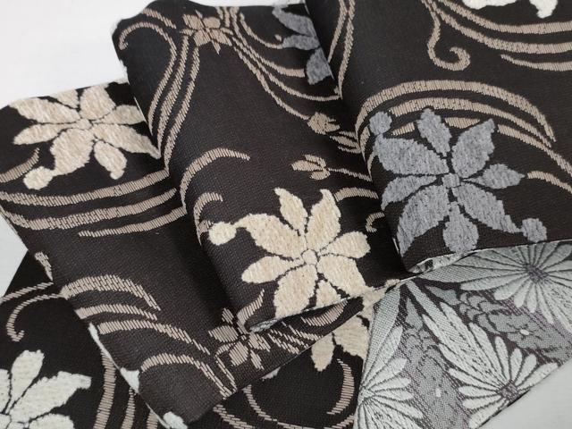 平和屋本店■極上 両面 半幅帯 モール 花唐草文 逸品 未使用 DZAA3676kh5