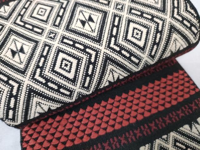 平和屋本店■極上 こぎん刺し 半幅帯 横段文 逸品 DZAA3677kh5 - 平和屋